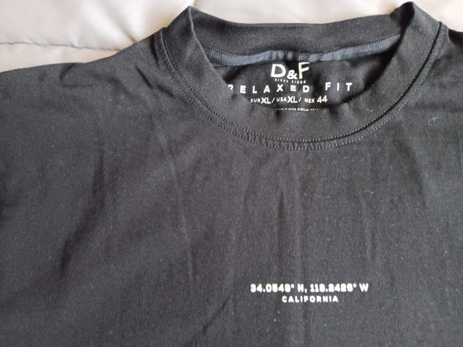 Мъжка черна тениска Denim & Flower – XL (Relaxed Fit) / California.Доставено от USA