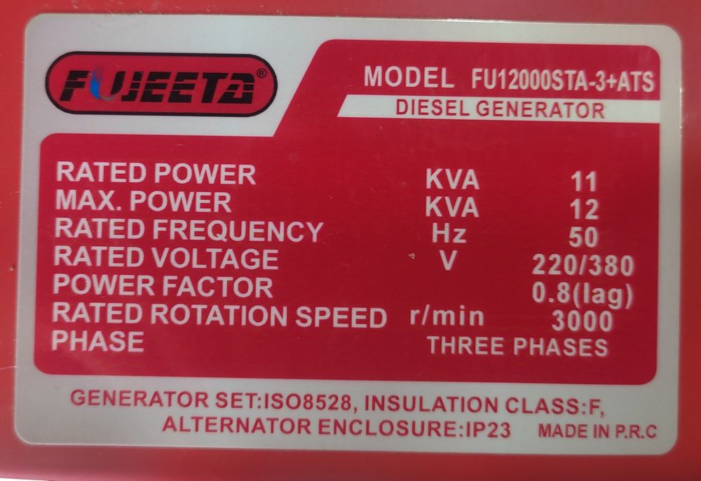 Generator fujeeta 12KWA+AVR