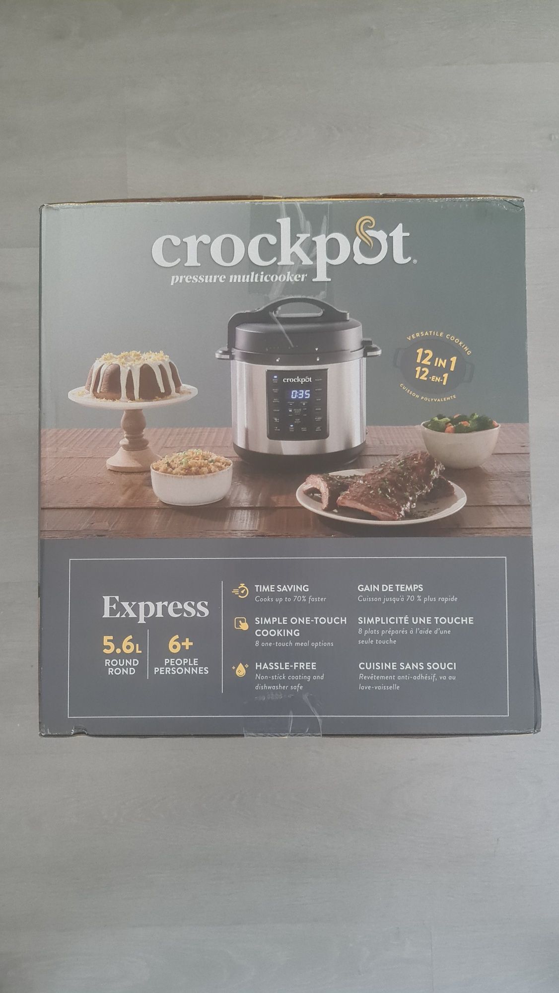 Multicooker cu gatire sub presiune Crock-Pot Express CSC051X, 1000 W, 5.6  l, control digital, 8 programe, 4 moduri de gatire, timer, argintiu 