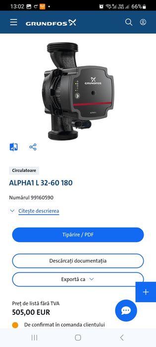 Grundfost pompa de recirculare