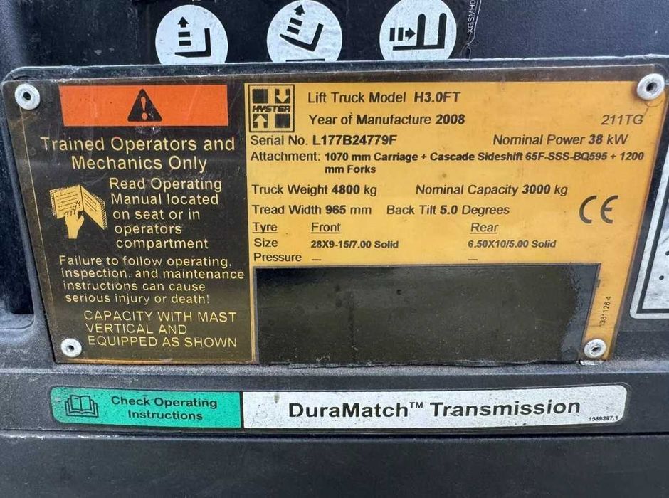 Мотокар Hyster 3.0 - 3 тона - 2008 година - 4500 часа