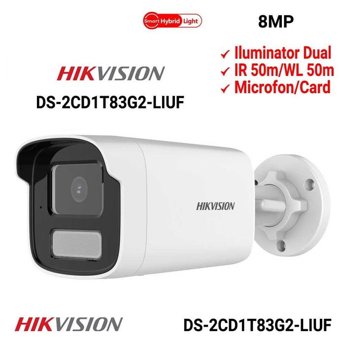 Camera Hikvision 8MP POE Smart Hybrid DS-2CD1T83G2-LIUF noua garantie