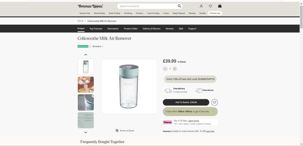 Анти-колик камера Tommee Tippee Colic Soothe Milk Air Extractor