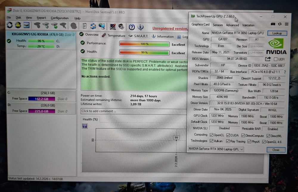 17.3' HP Gaming Core i5-11300H/RTX 3050 4GB GDDR6/16GB/512GB
