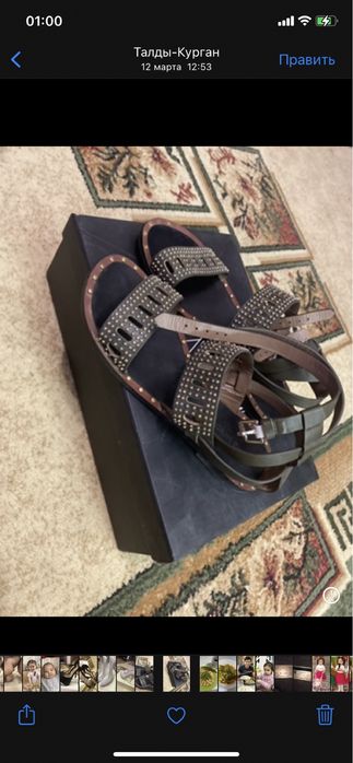 Босоножки черные и хаки