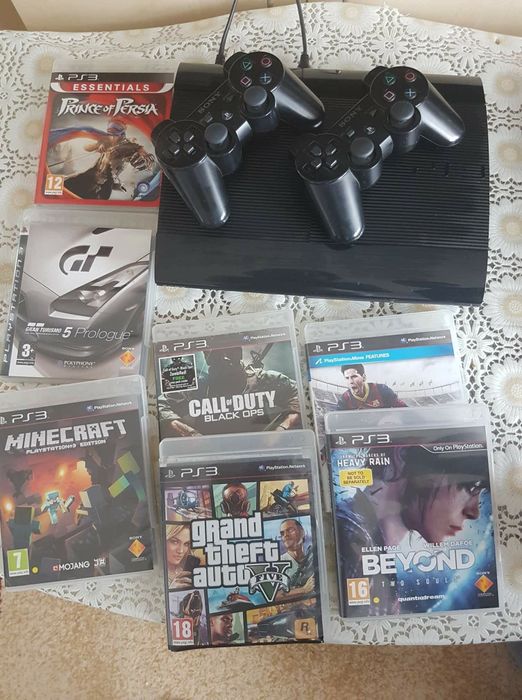 SONY PS3 super slim, playstation 3 + 14 игри