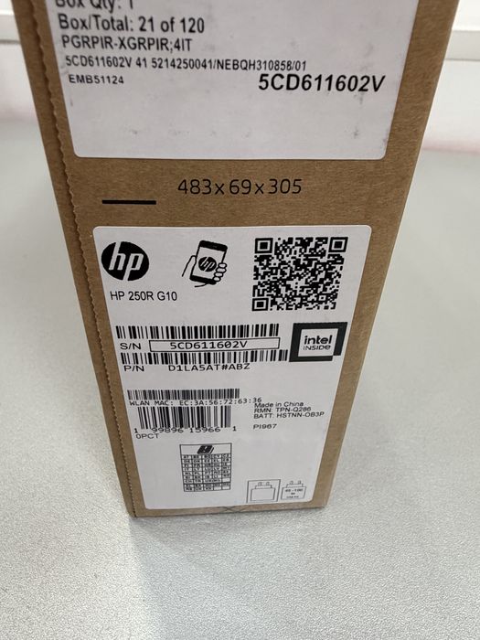 Laptop Hp 250R G10, Core 3 100U, pana la 4,7Ghz, 15,6” Full HD, RAM 8 Gb, SSD 512, nou la cutie