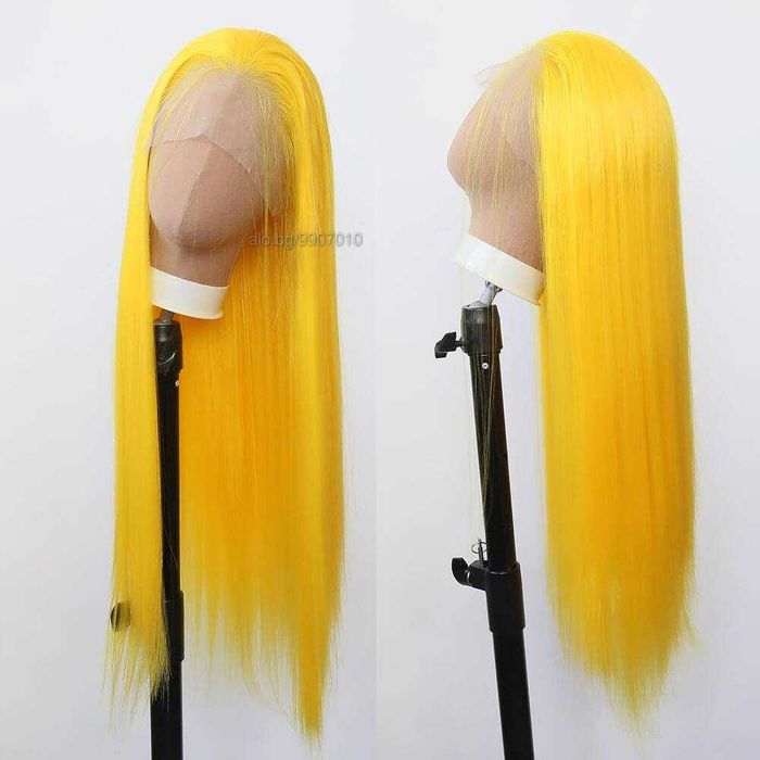 Дълга права жълта перука с дантела 13x4 - ефектен и модерен стил