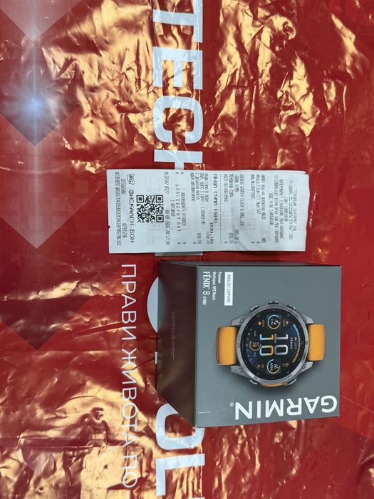 ЧИСТО НОВ 47mm Garmin Fenix 8 Гаранция Технополис 2028г. Spark Orange