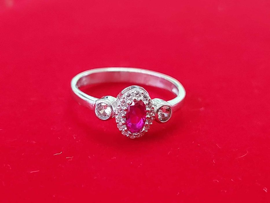 AG224,set argint 925,nou/marcat, zirconii albe si roz, 4 piese