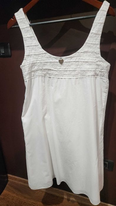 Бяла рокля памук и дантела Twinset размер М