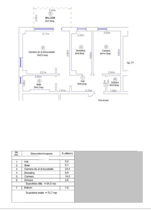 Apartament 3 camere, 65 mp, zona Lipovei