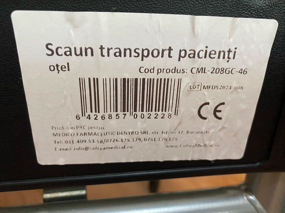 Scaun transport pacienți din oțel – Cod produs: CML-208GC-46