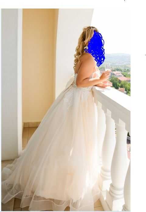 rochie de mireasa cu trena/voal/cercuri/fundita/cordon, cu corset