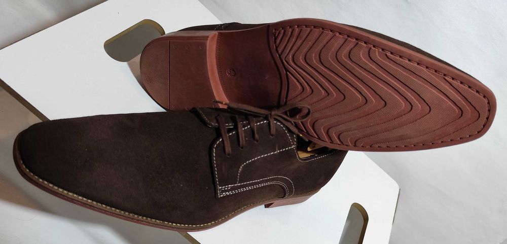 Pantofi derby 42.5 43 plain toe suede Lavoratione Artigianale piele