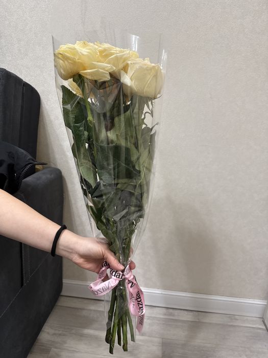 пионовидная роза, белые 7штук