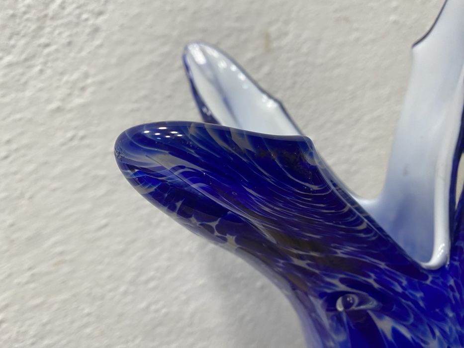 Голяма италианска ваза от разтопено стъкло мурано