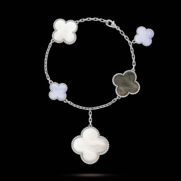 Van Cleef & Arpels VCA White Gold Mother Magic Alhambra Дамска Гривна