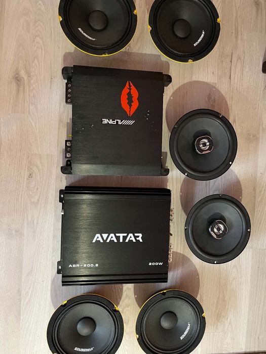 Sistem audio complet pentru mașină – Soundmax, Hertz, Avatar + Tub Bass Alpine