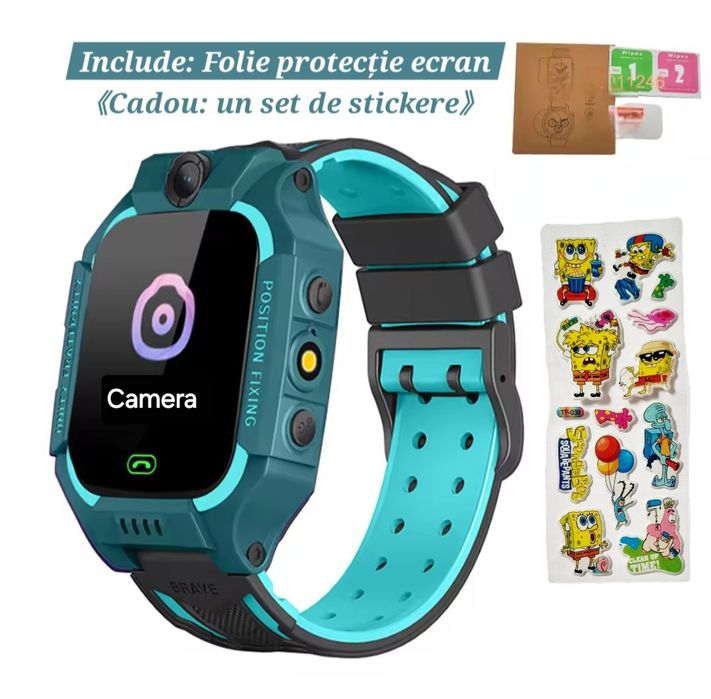 Ceas Smart GPS cu Folie protecție&cadou. Localizare/Apel/Mesaje. Verde