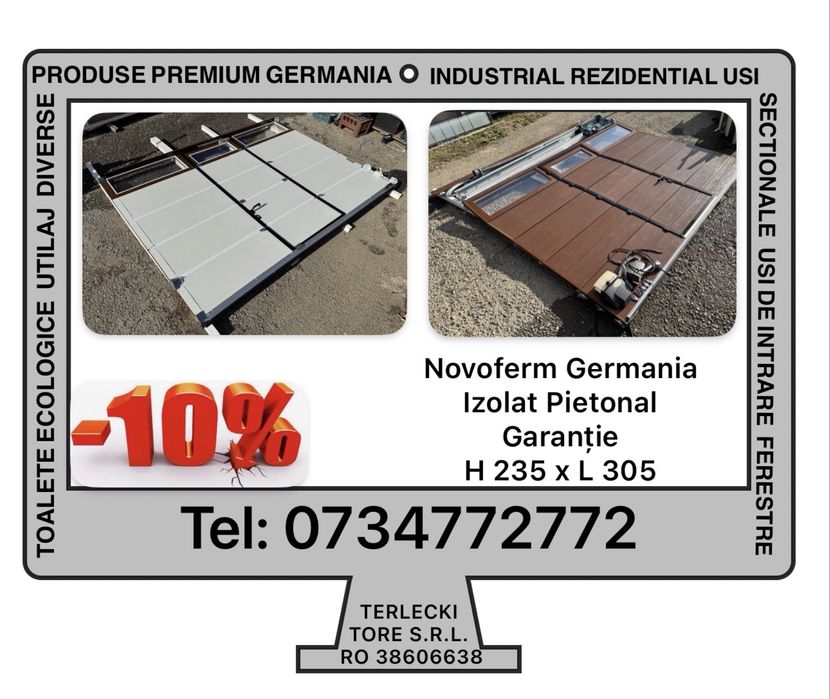 USA SECTIONALA REZIDENTIALA Novoferm  poarta garaj mahon H 235 x L 305