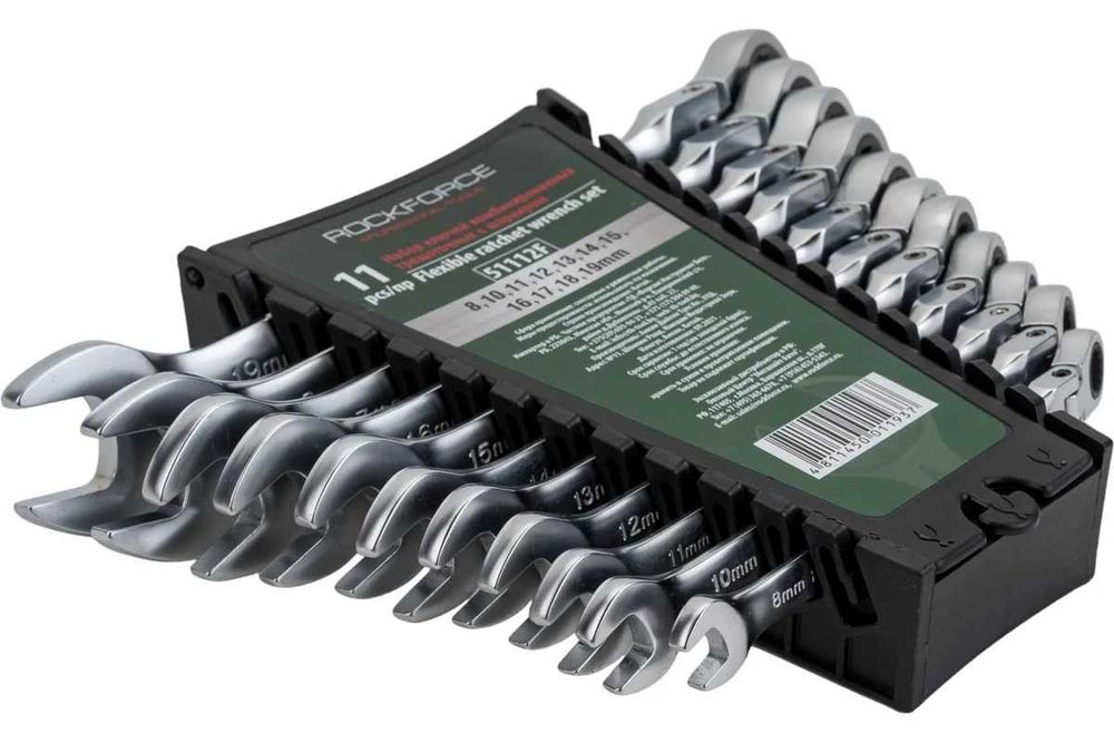 Комплект звездогаечни тресчотни ключове с чупещо рамо 11 части