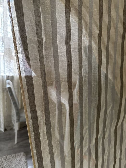 Шторы льняные две полосы новые