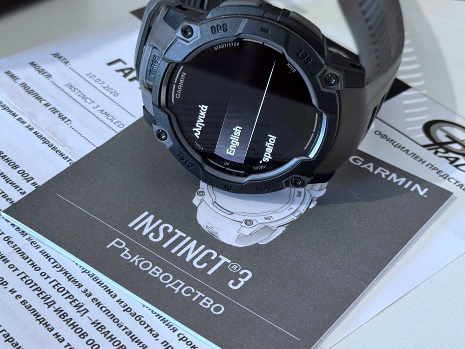 Бартер! НОВ! 24м. Гаранция! Garmin Instinct® 3 Amoled 50mm Black / Charcoal (Черен)