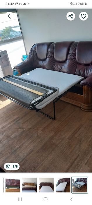 Продам кожаный раскладной диван