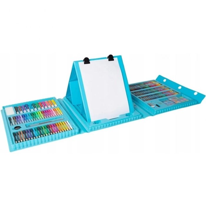 Детски комплект за рисуване в куфар от 208 части / син цвят