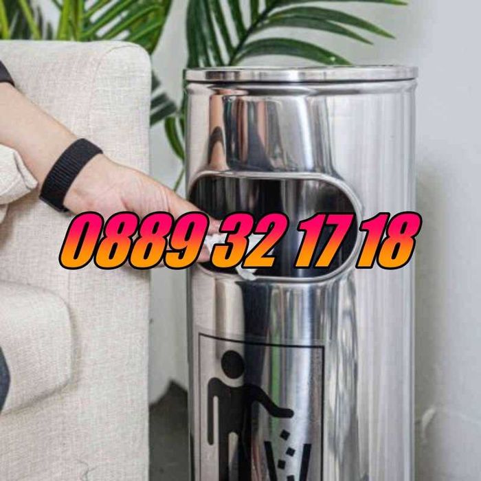 Иноксов външен пепелник, кошче за боклук с пепелник /3 размера/