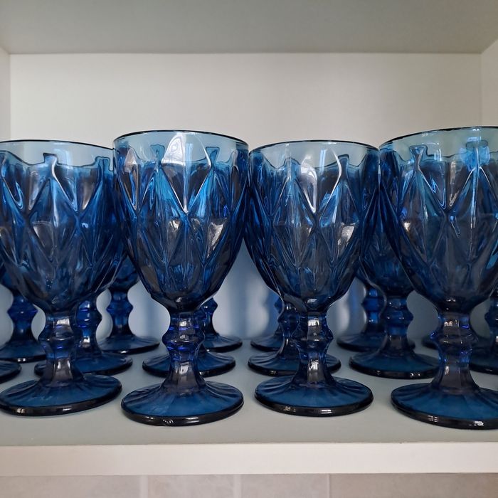 Набор синих бокалов 12 штук