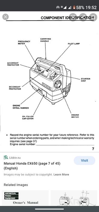 Генератор , агрегат , Honda EX650