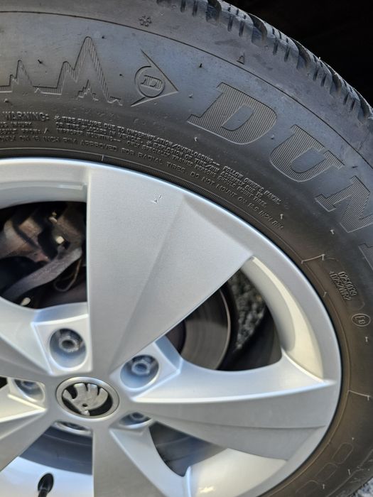 Set Jante Aliaj Originale Skoda Ilias R16 (5x112) + Anvelope Iarnă Dunlop 205/60 R16