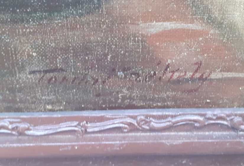 Tablou vechi - gospodina - semnat indescifrabil