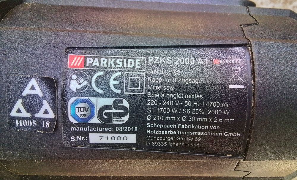 Циркуляр пендула Parkside PKZS 2000 A1