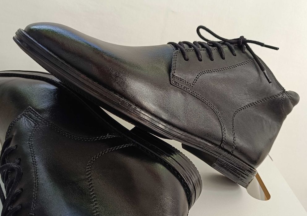 Ghete lace up 44.5 plain toe premium Clarks NOI piele naturala moale