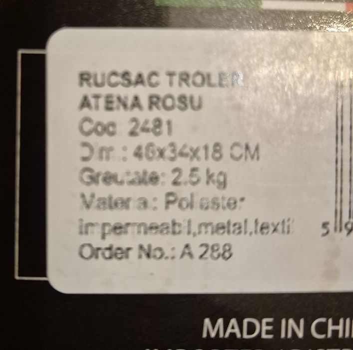 Rucsac troler Atena rosu