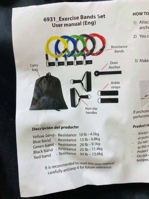 Ластици за тренировка , с ръкохватка, страп за крака, кука за врата