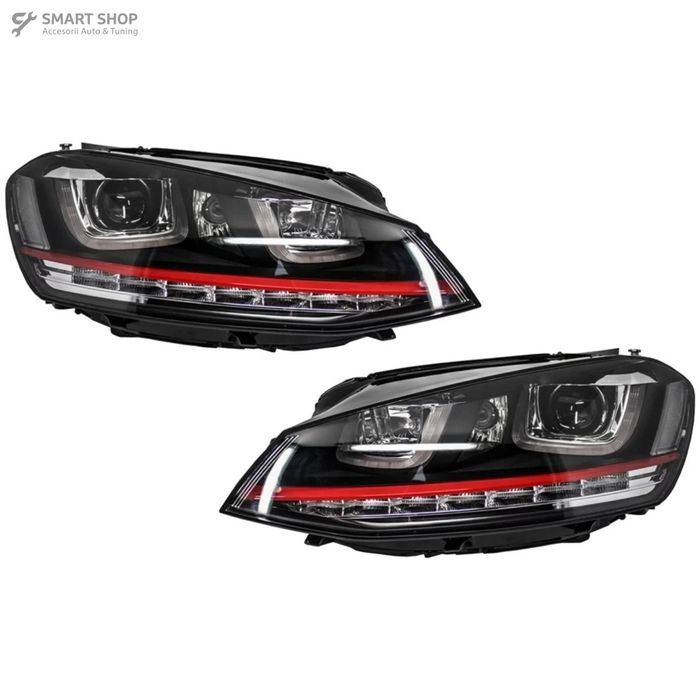 Faruri 3D LED compatibil cu VW Golf 7 VII (2012-2017) R20 GTI Design Semnal Dinamic LED