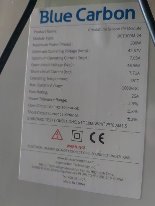 Солнечные панели, монокристаллические, Blue Carbon