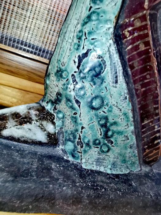 Антикварна керамика фигура скулптура Дева Мария подписана уникална