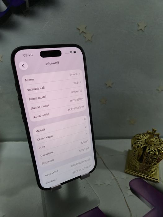 iPhone 16 Black 5G 128GB Baterie:94%.Preṭ fix!