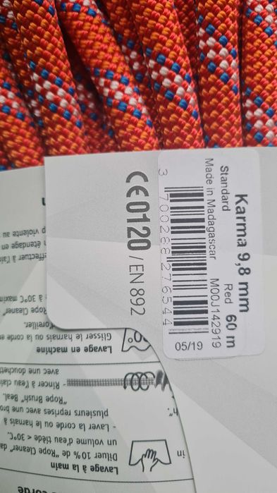 Ново въже за катерене Beal Karma 9,8 mm 60 m - RED