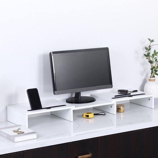 Стойка за монитор за 1 или 2 екрана - регулируема - 74-105 см - бяла