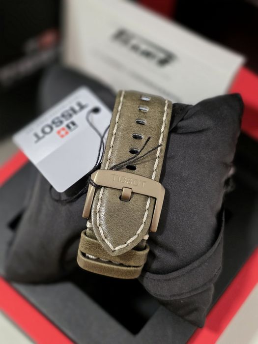 Ceas sigilat Tissot Chrono XL 45mm, culoare bronz, curea piele kaki