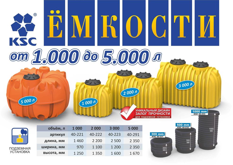 Емкость бак бочка 2000 литров подземная с завода, гарантия