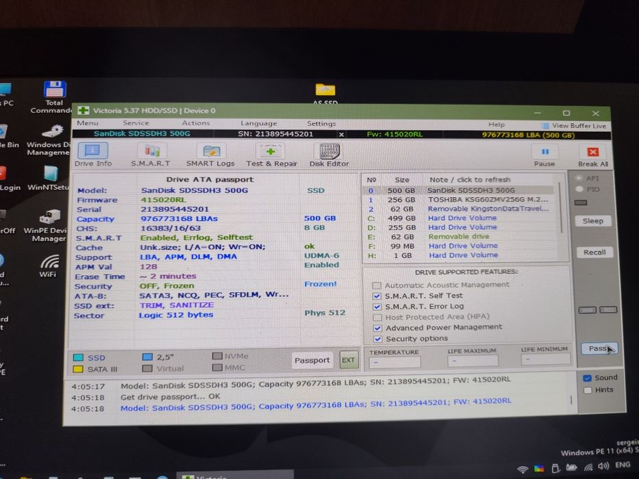 Ssd nvme Sandisk Ultra 500gb 99%viata