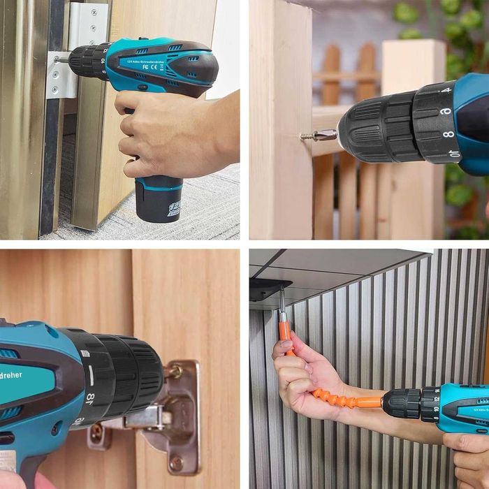 Акумулаторен винтоверт с две батерии 12V куфар и свредла - 17в1