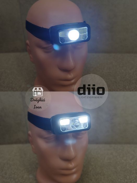 Lanterna SLIM de cap cu LED CREE E2 + doua led COB si senzor miscare